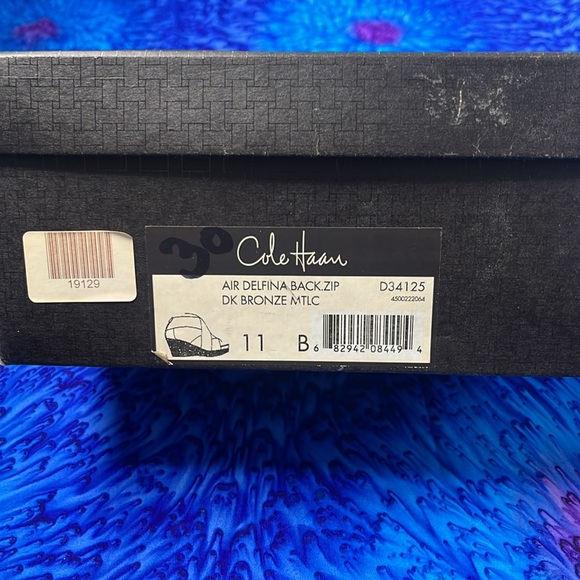 COLE HAAN bronze metallic platform wedge sandal with NIKE AIR sole - Womens 11B - Picture 13 of 14